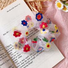 Load image into Gallery viewer, Fashion Lace Daisy Scrunchies Rainbow Gum Hair Tie Women Girls Printed Floral Elastic Hair bands Ponytail Hold Hair Accessories