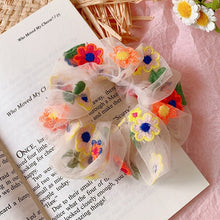 Load image into Gallery viewer, Fashion Lace Daisy Scrunchies Rainbow Gum Hair Tie Women Girls Printed Floral Elastic Hair bands Ponytail Hold Hair Accessories