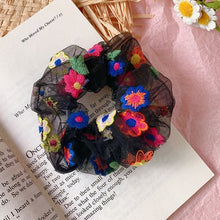Load image into Gallery viewer, Fashion Lace Daisy Scrunchies Rainbow Gum Hair Tie Women Girls Printed Floral Elastic Hair bands Ponytail Hold Hair Accessories