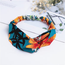 Load image into Gallery viewer, Fashion Cross Knot Headbands Flower Print Elastic Hair Bands Ties Scarf Ribbon Headwear Women Hair Accessories Head Wrap