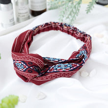 Load image into Gallery viewer, Fashion Cross Knot Headbands Flower Print Elastic Hair Bands Ties Scarf Ribbon Headwear Women Hair Accessories Head Wrap
