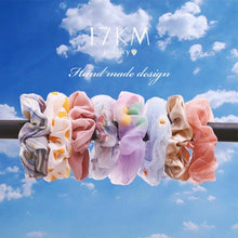 Load image into Gallery viewer, Fashion Lace Daisy Scrunchies Rainbow Gum Hair Tie Women Girls Printed Floral Elastic Hair bands Ponytail Hold Hair Accessories
