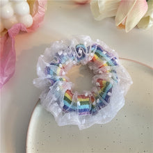 Load image into Gallery viewer, Fashion Lace Daisy Scrunchies Rainbow Gum Hair Tie Women Girls Printed Floral Elastic Hair bands Ponytail Hold Hair Accessories