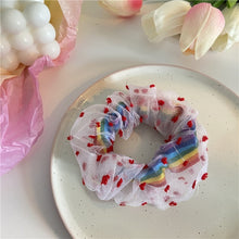 Load image into Gallery viewer, Fashion Lace Daisy Scrunchies Rainbow Gum Hair Tie Women Girls Printed Floral Elastic Hair bands Ponytail Hold Hair Accessories