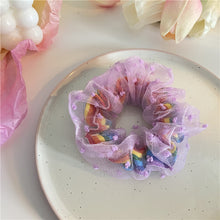 Load image into Gallery viewer, Fashion Lace Daisy Scrunchies Rainbow Gum Hair Tie Women Girls Printed Floral Elastic Hair bands Ponytail Hold Hair Accessories