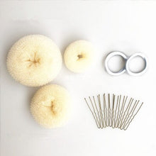 Load image into Gallery viewer, Meatball Head Dish Hair Set Donut U-shaped Clip Elastic Hair Band Hair Accessory Set
