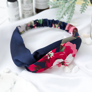 Fashion Cross Knot Headbands Flower Print Elastic Hair Bands Ties Scarf Ribbon Headwear Women Hair Accessories Head Wrap