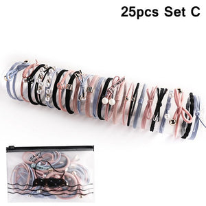 Wholesale Fashion Women Hair Accessories Simple Hair Tie Set Elastic Hair Band Colorful Rubber Pearl Hair Ties For Women