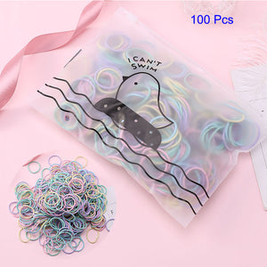 50/100pcs/Pack Girls Small Elastic Hair Bands Colorful Nylon Children Ponytail Holder Rubber Bands Hair Accessories For Kids